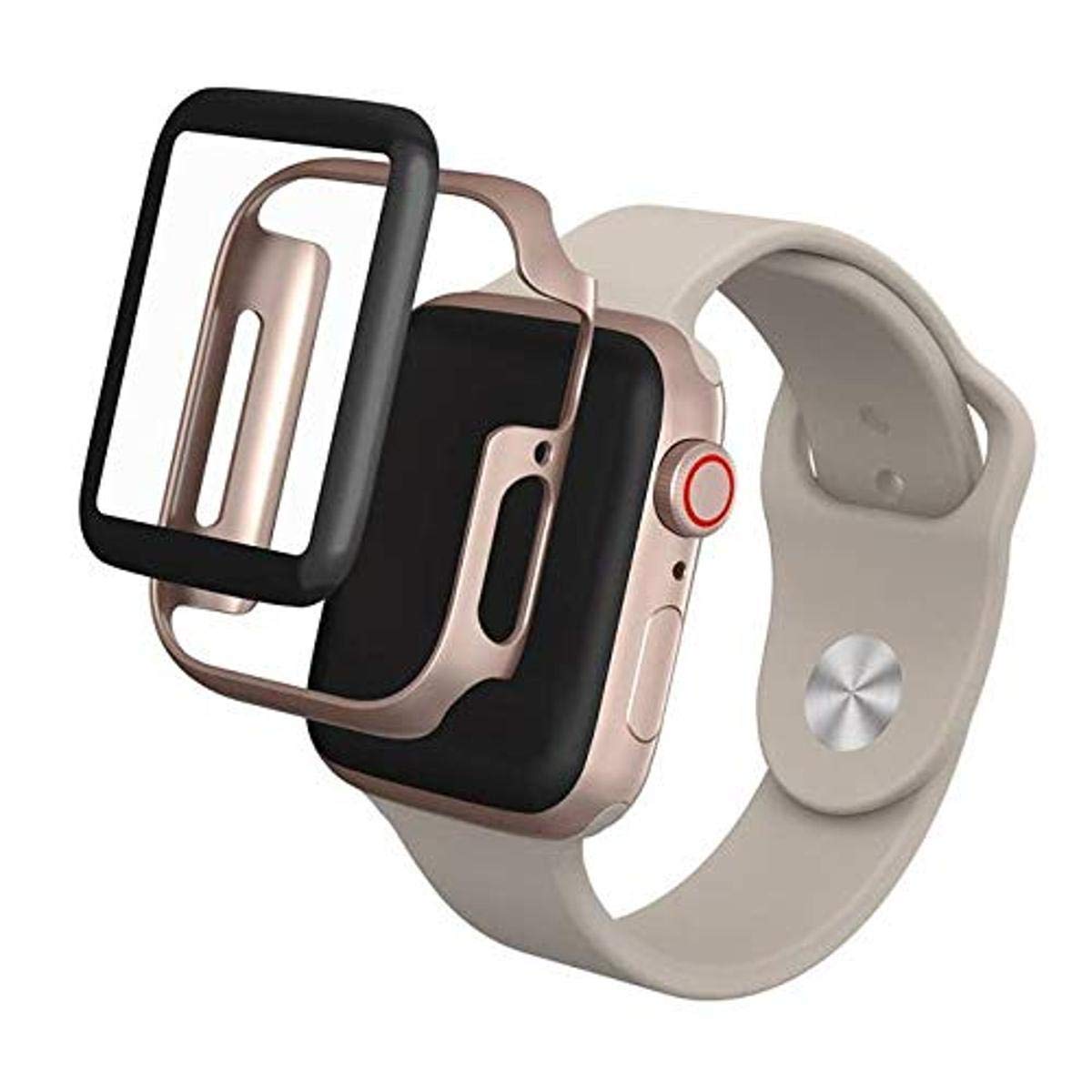 InvisibleShield Glass Fusion Hybrid Glass Full Body Bumper for Apple Watch Series 4 5 40mm Gold