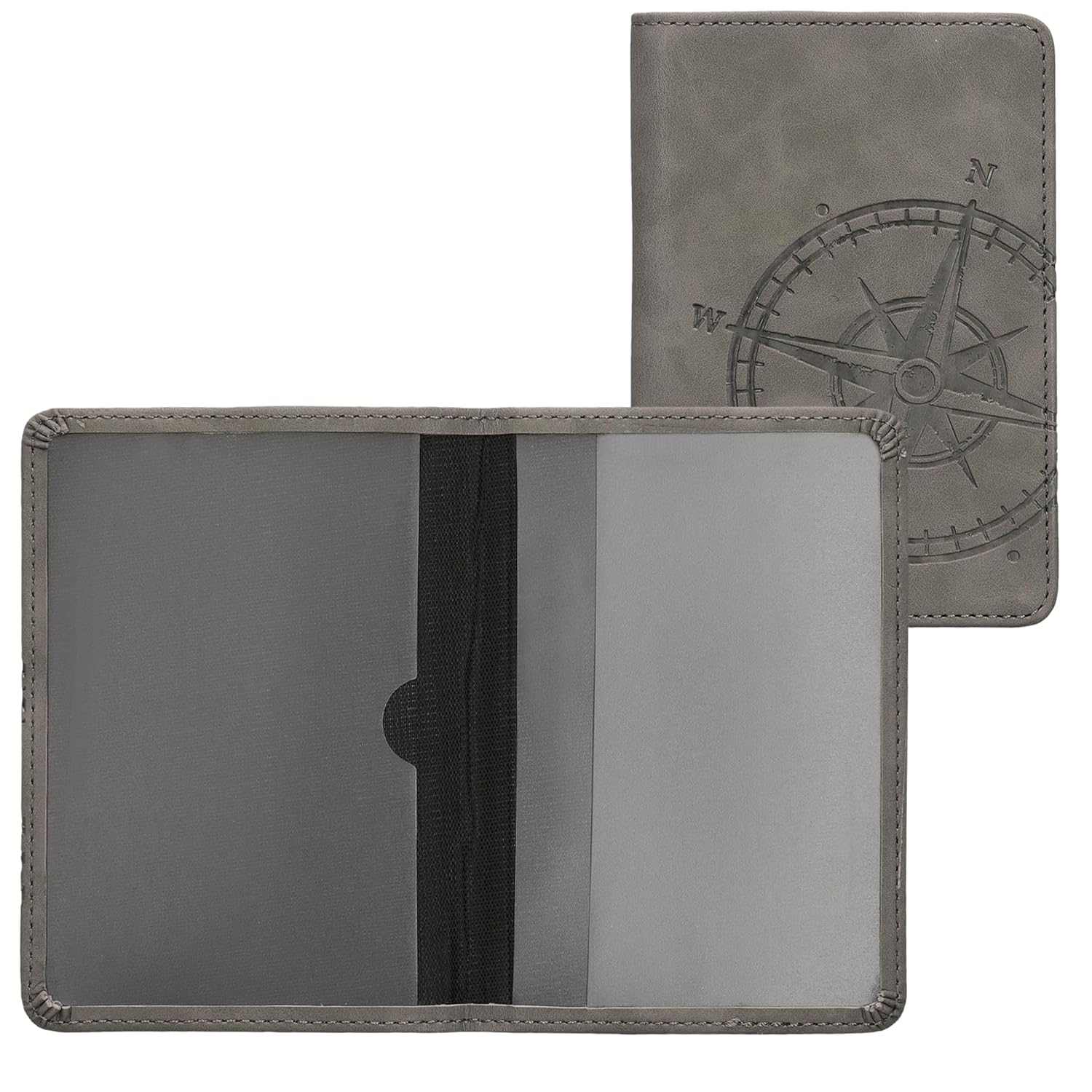 kwmobile Car Document Holder Registration and Insurance Holder PU Leather Grey for Vehicle Documents and Cards