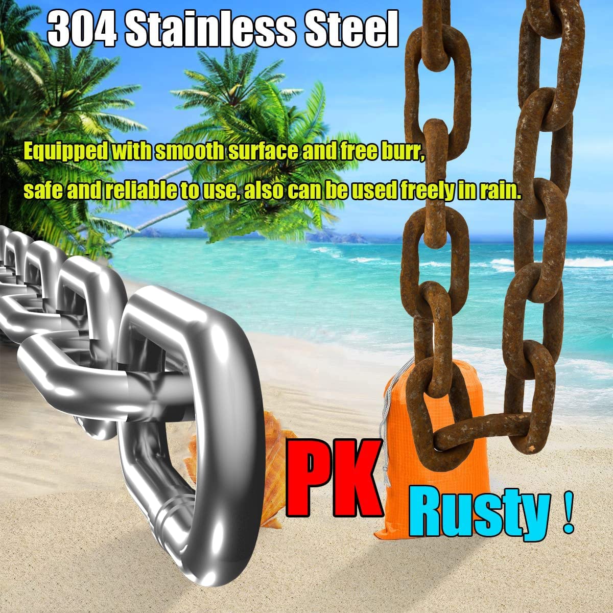 Lsqurel Lsqurel 6.5ft Stainless Steel Chain Light Duty Utility Chain for Home Outdoor Camping Hanging 5/64in Metal Link Chain - View 3 of 9