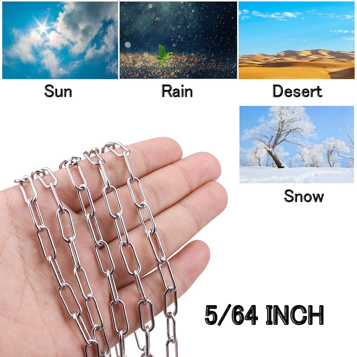 Lsqurel Lsqurel 6.5ft Stainless Steel Chain Light Duty Utility Chain for Home Outdoor Camping Hanging 5/64in Metal Link Chain - View 4 of 9