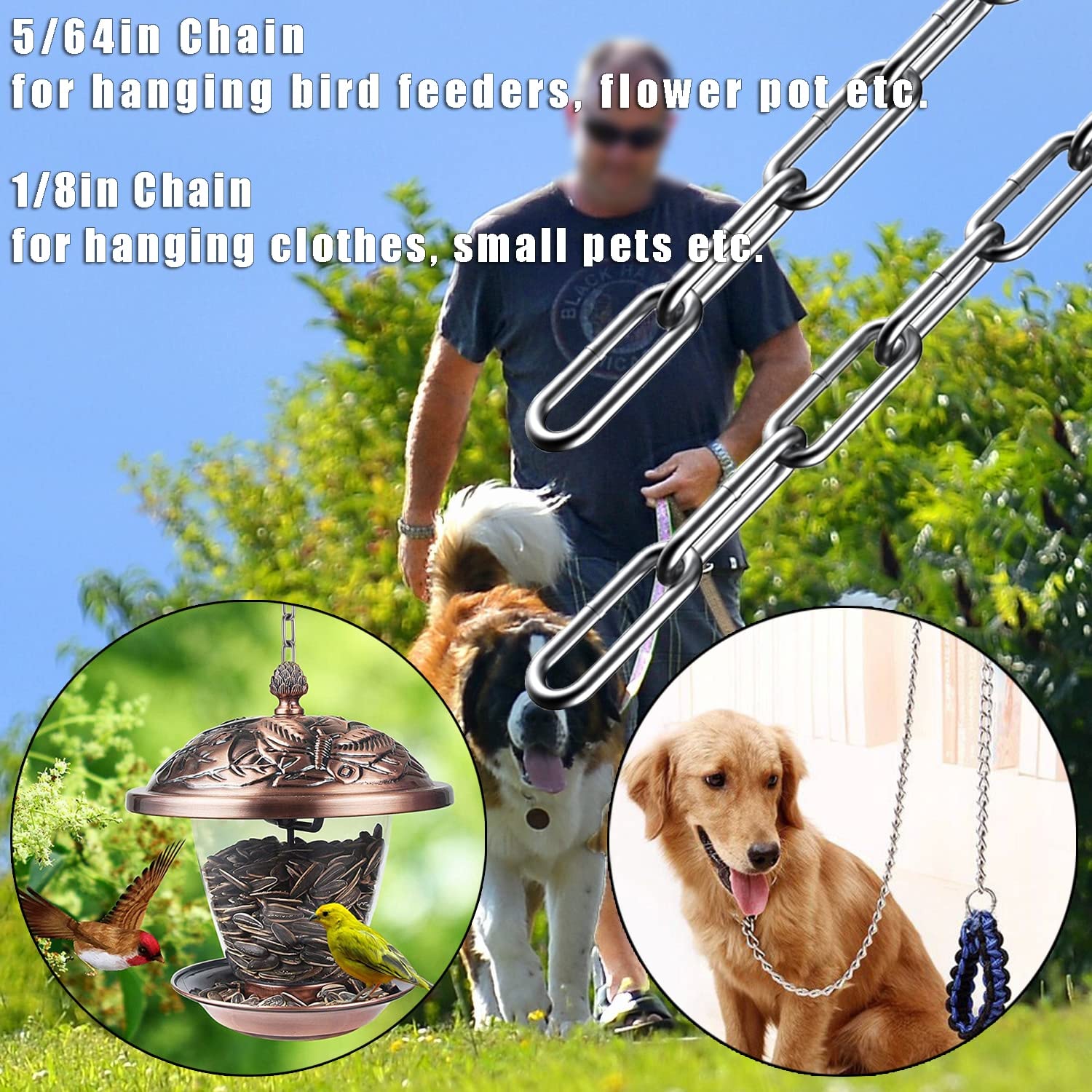 Lsqurel Lsqurel 6.5ft Stainless Steel Chain Light Duty Utility Chain for Home Outdoor Camping Hanging 5/64in Metal Link Chain - View 6 of 9