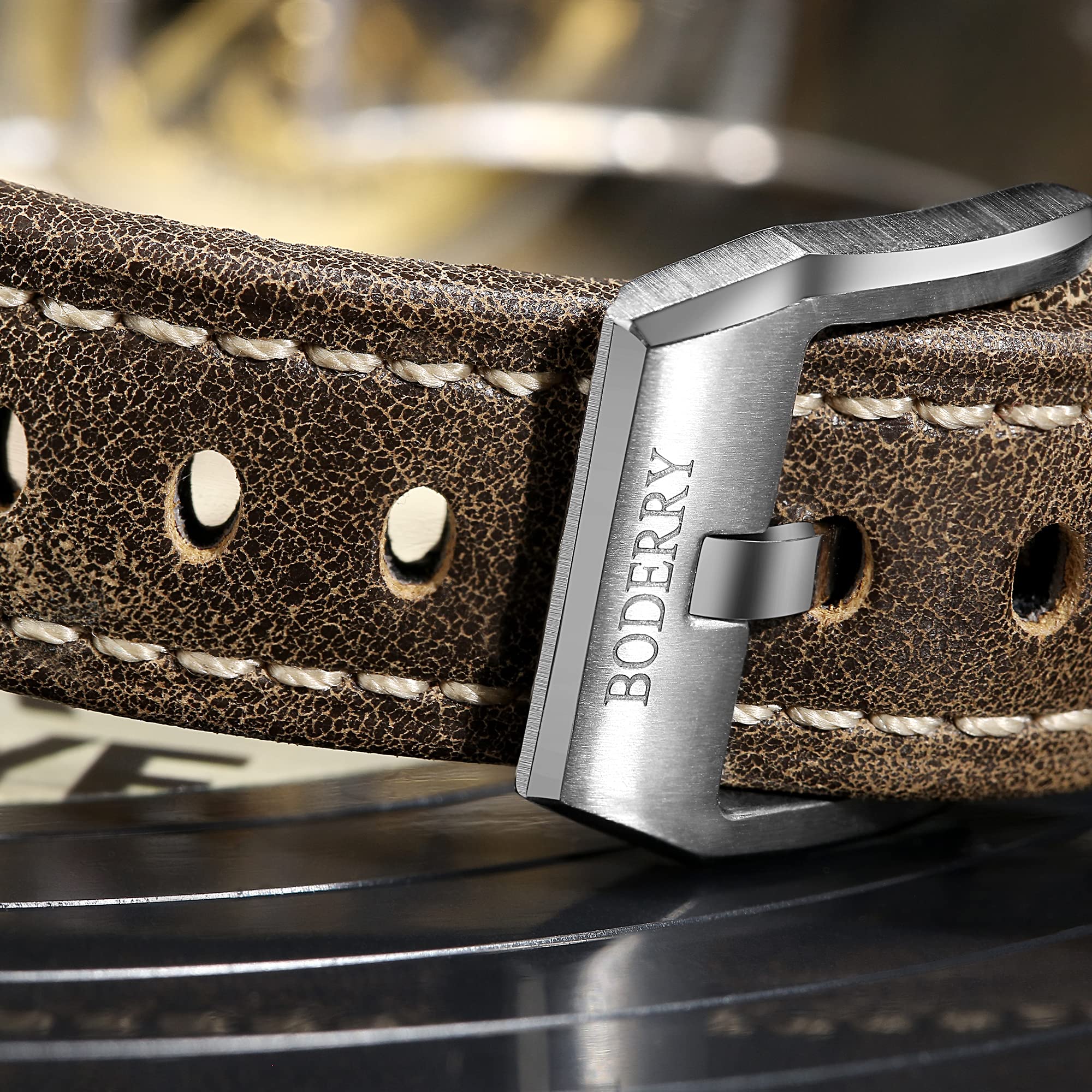 BODERRY BODERRY Skeleton Mens Titanium Automatic Watch 72H Power-Reserve Waterproof Luminous Sapphire Crystal Leather Strap Steampunk Gift - View 6 of 9