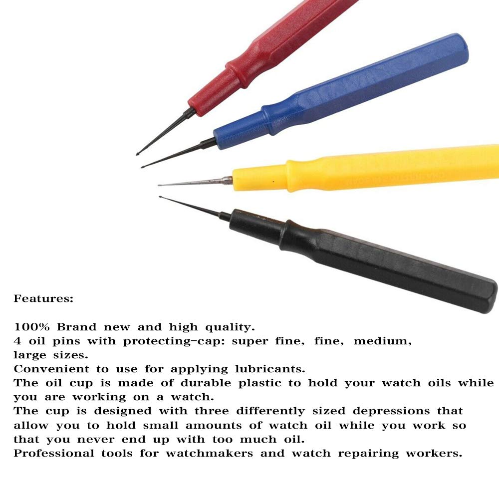 Acxico Acxico Watch Repair Tool Kit 4 Size Oiler Pen Needle and Oil Cup for Watchmaker Clocks Repair Set - View 4 of 6