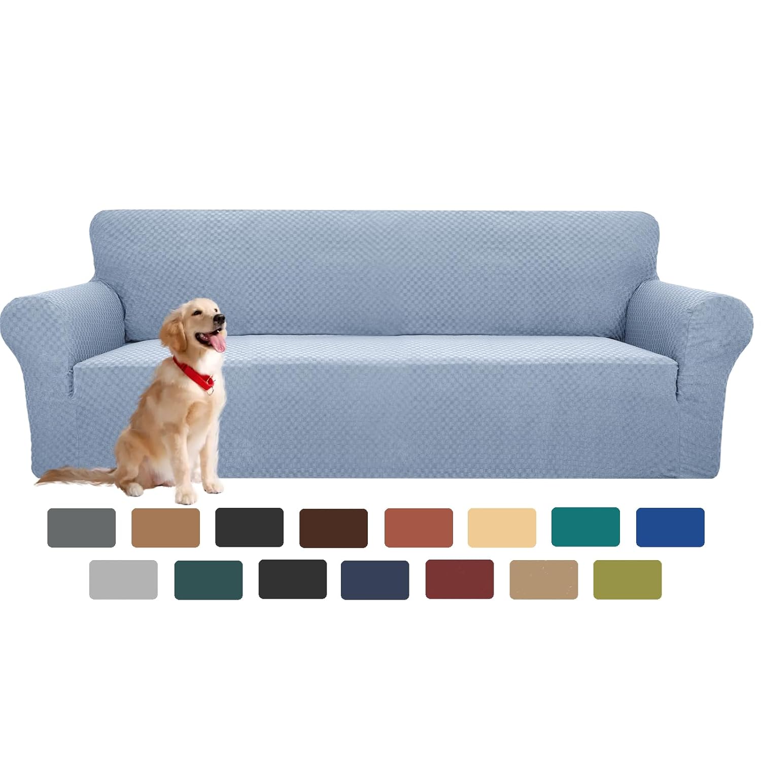 YEMYHOM YEMYHOM High Stretch Jacquard Couch Cover Pet Proof Armchair Slipcover Non Slip Furniture Protector Light Gray for Living Room - View 9 of 9