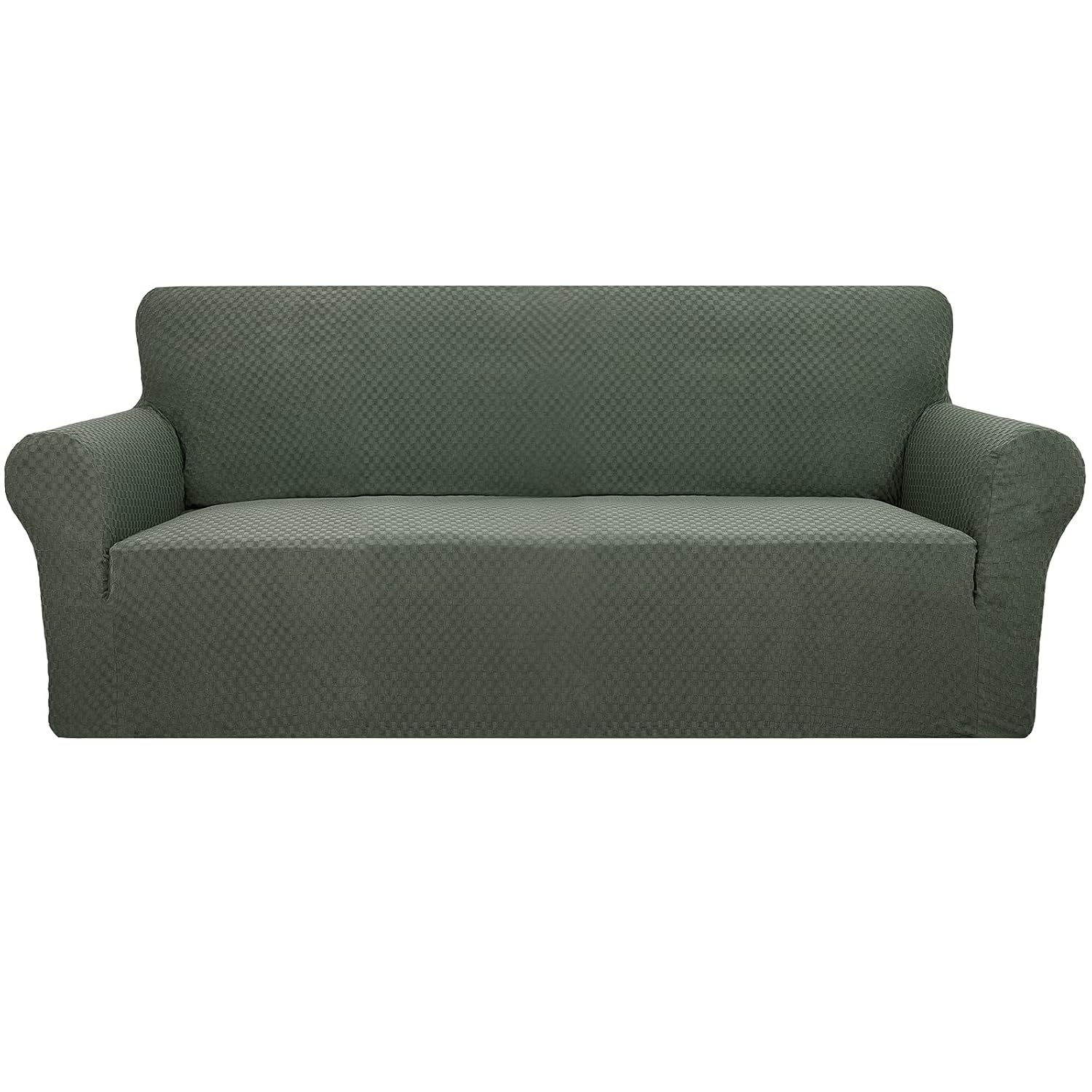 YEMYHOM High Stretch Jacquard Couch Cover for 3 Cushion Sofa Pet Proof Non Slip Furniture Protector Large Army Green