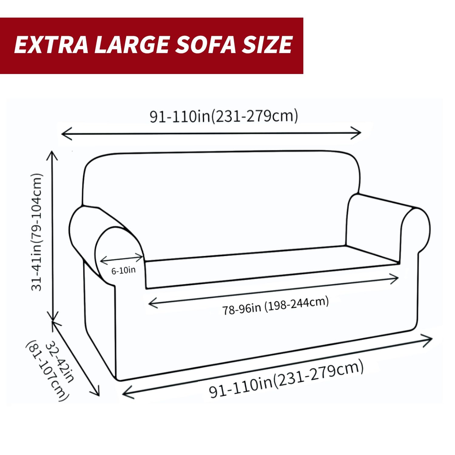 YEMYHOM YEMYHOM Extra Large Jacquard Couch Cover High Stretch Pet Proof Slipcover in Christmas Wine Red for Oversized Sofas - View 5 of 7