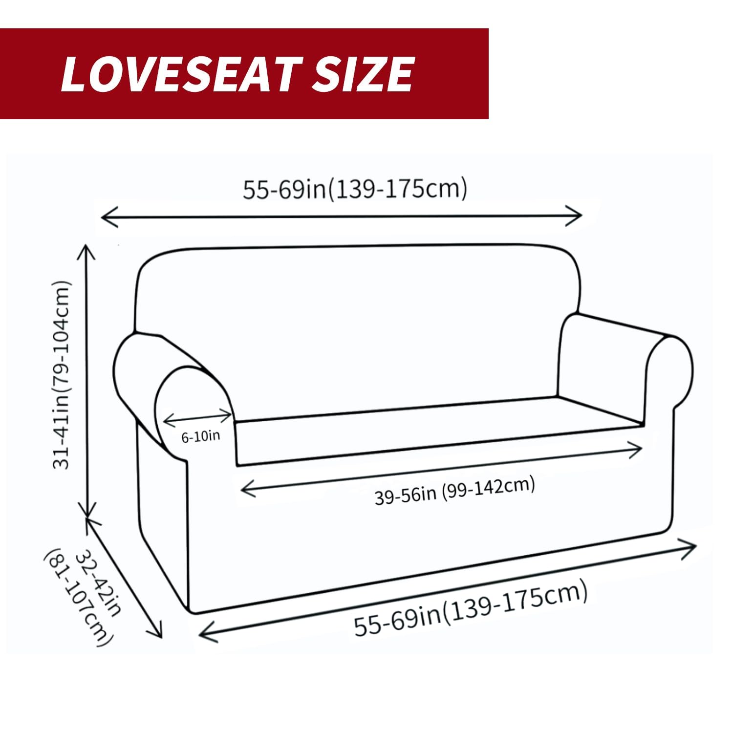 YEMYHOM YEMYHOM High Stretch Jacquard Couch Cover for 2 Cushion Loveseat Pet Proof Non Slip Furniture Protector Christmas Wine Red - View 5 of 7