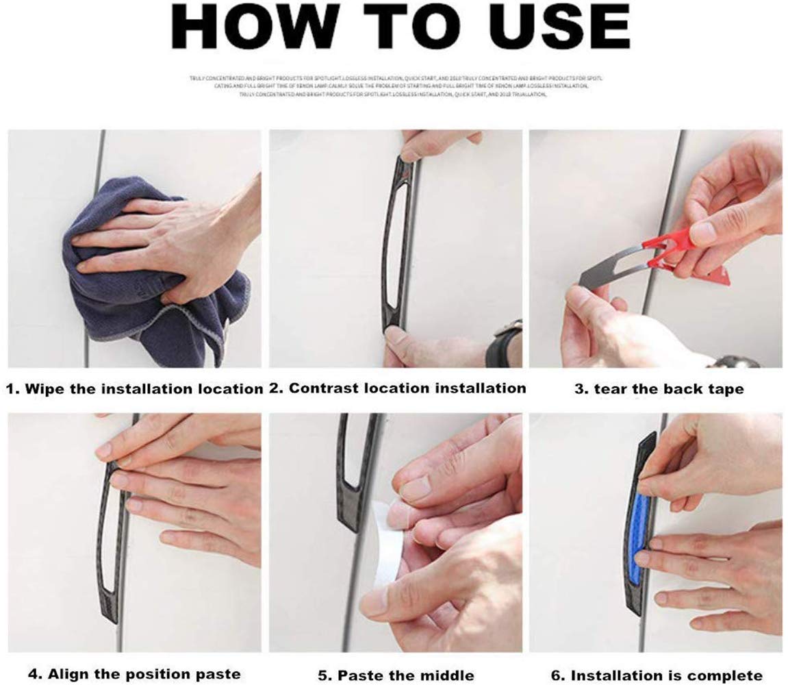 ZYTC ZYTC 4pcs 3D Super Reflective Carbon Fiber Strips for Car Door Edge Bumper Anti-Scratch Protection Universal Open Yellow - View 3 of 3