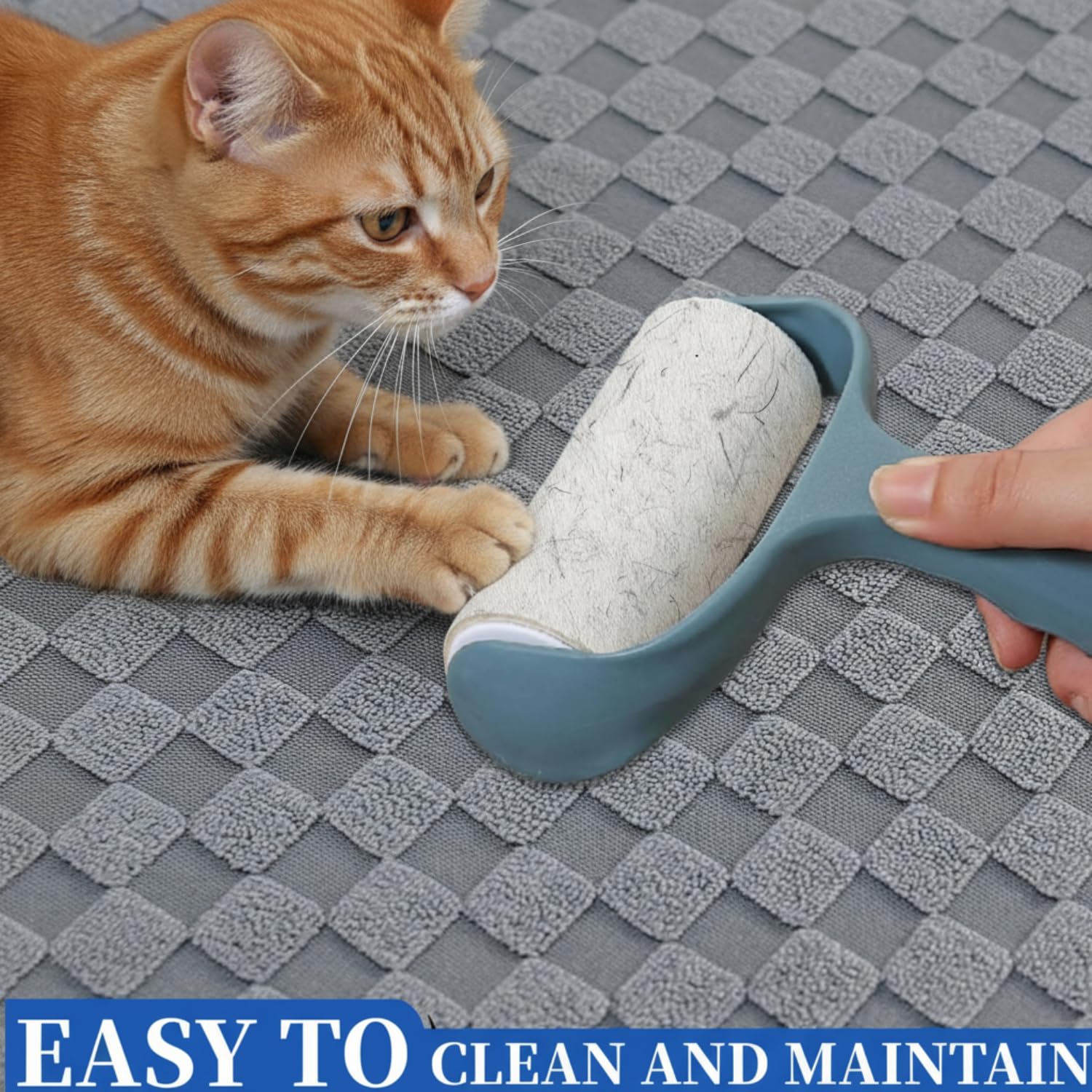 YEMYHOM YEMYHOM Checkered Chair Covers Set of 2 High Stretch Thickened Anti Slip Armchair Slipcovers for Living Room Light Gray 31"-46" - View 9 of 9