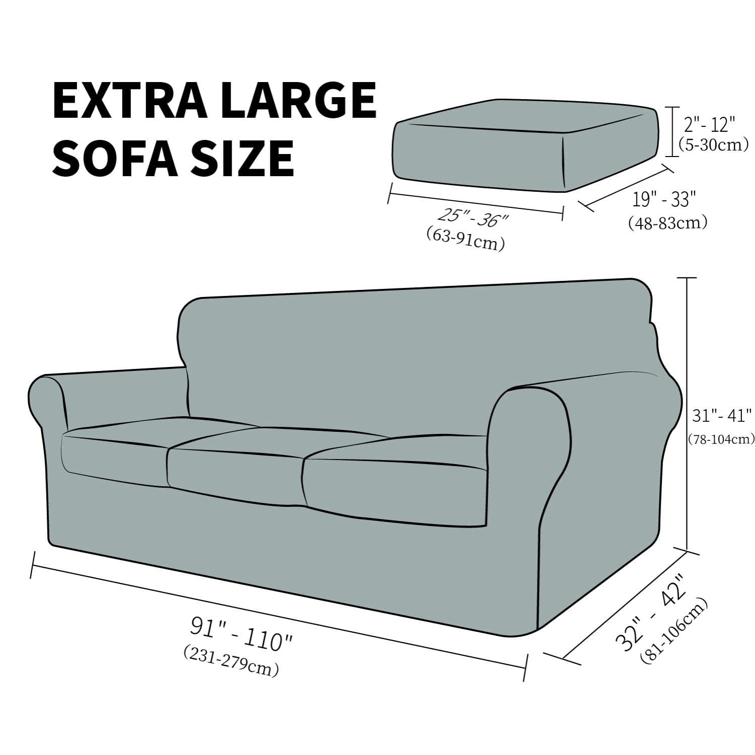 YEMYHOM YEMYHOM Checkered 4 Piece Couch Covers for 3 Cushion Sofa Extra Large High Stretch Thickened Furniture Protector Army Green - View 6 of 7