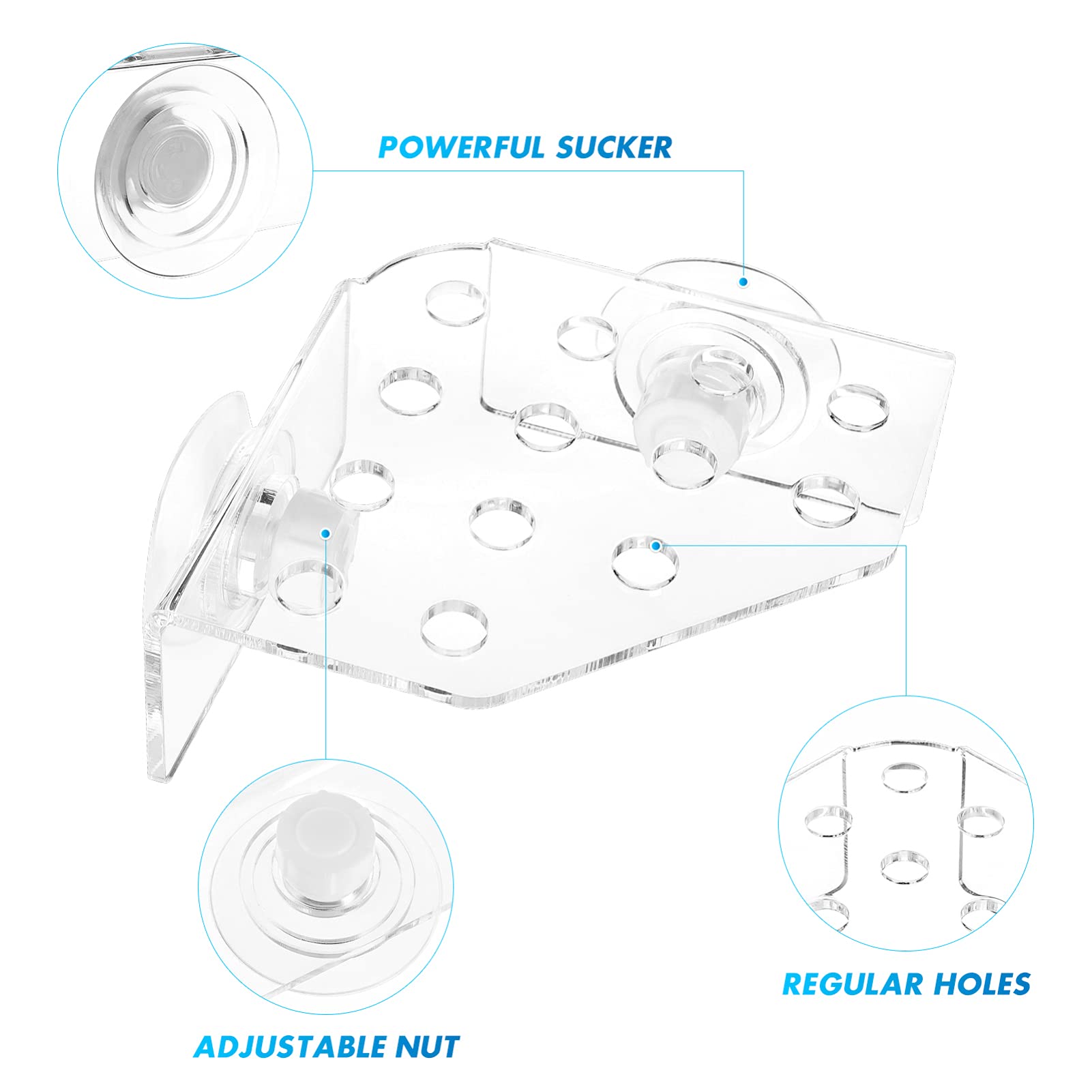 POPETPOP POPETPOP Coral Rack Transparent Fish Tank Coral Holder with Suction Cup Acrylic Base for Aquarium 13 Plug Holes - View 2 of 9