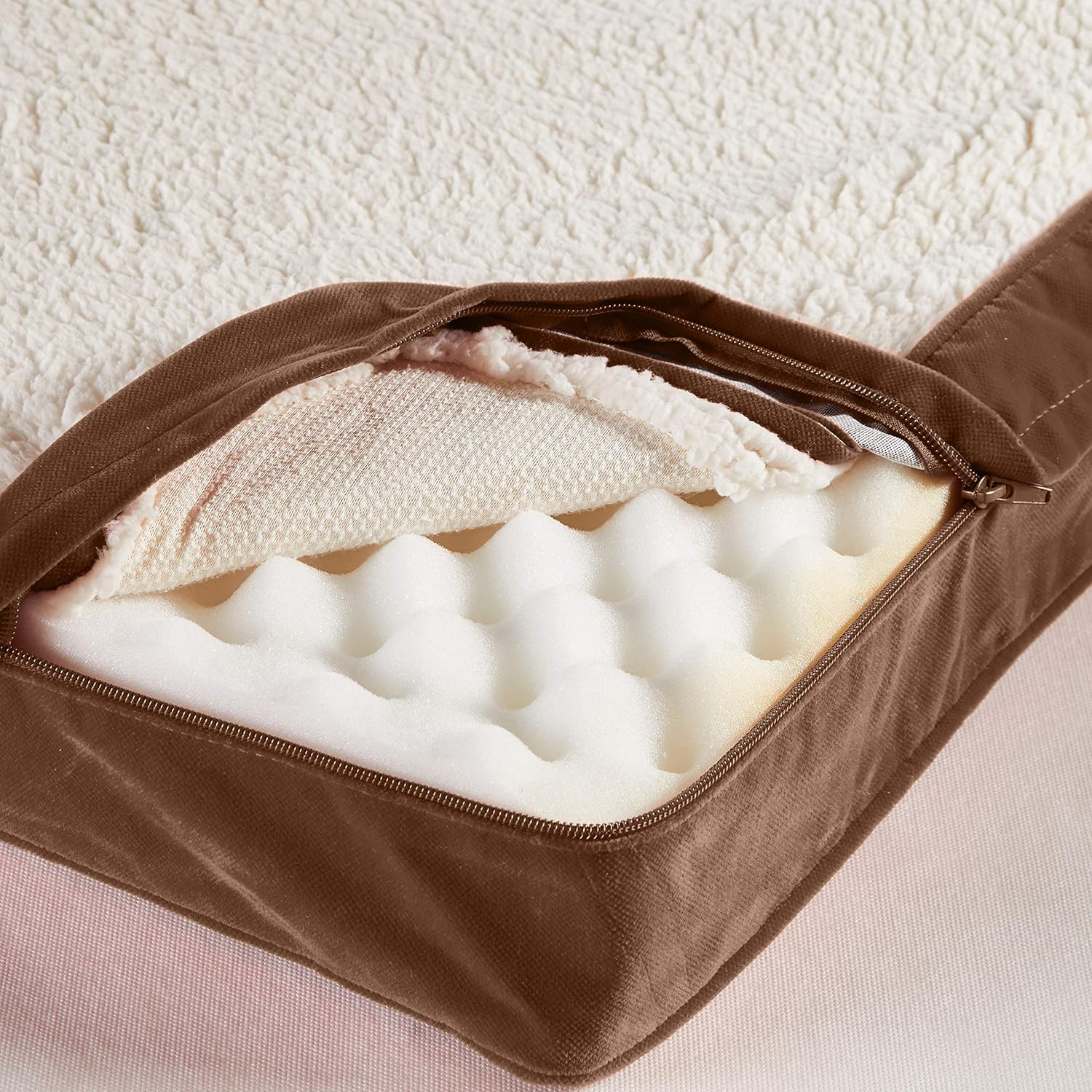 South Pine Porch South Pine Porch Ollie Orthopedic Rectangle Foam Dog Bed Latte Medium 42 x 30 Inches for Ultimate Pet Comfort - View 5 of 9