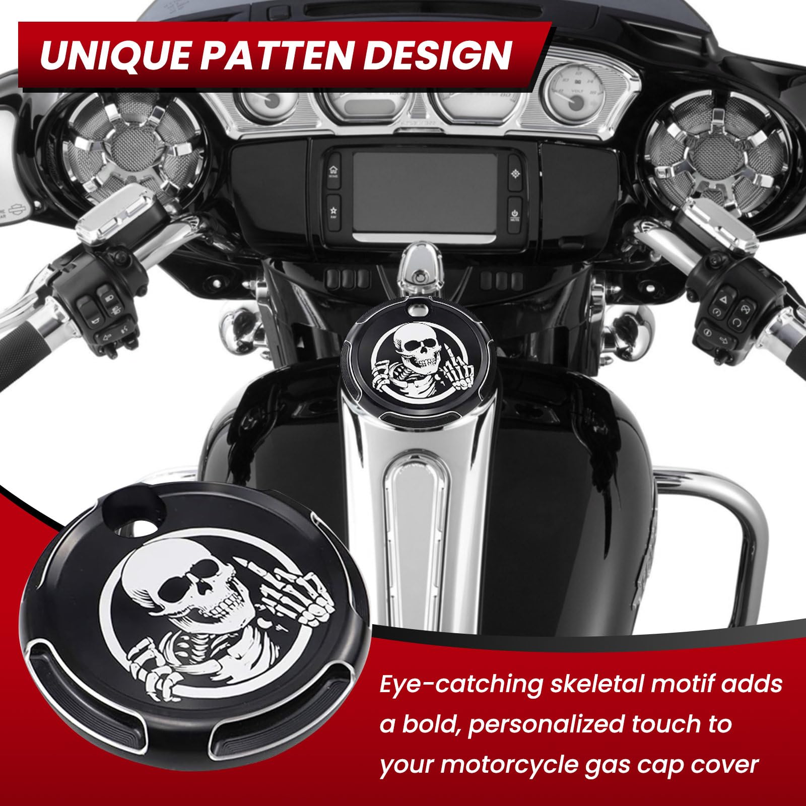 GUAIMI GUAIMI Fuel Tank Door Cover for Harley Touring Electra Street Glide FLHX FLTR FLHT 2008-2018 Skeleton Design Dash Accessory - View 3 of 8