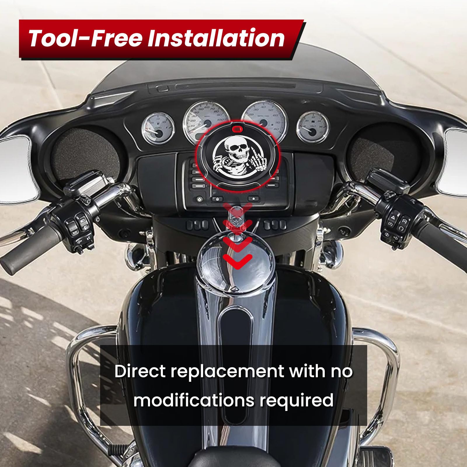 GUAIMI GUAIMI Fuel Tank Door Cover for Harley Touring Electra Street Glide FLHX FLTR FLHT 2008-2018 Skeleton Design Dash Accessory - View 4 of 8