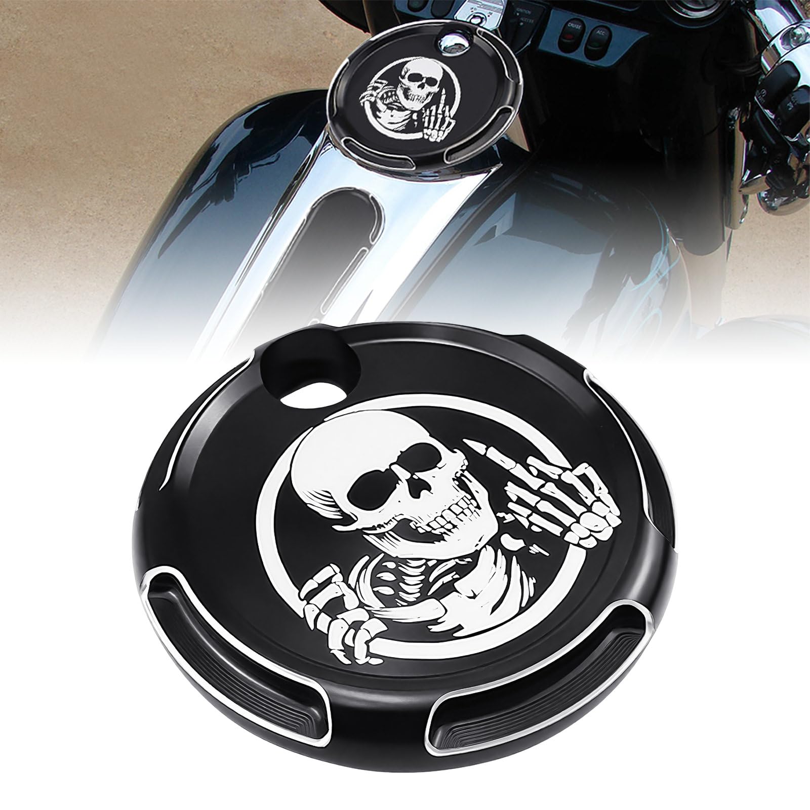 GUAIMI Fuel Tank Door Cover for Harley Touring Electra Street Glide FLHX FLTR FLHT 2008-2018 Skeleton Design Dash Accessory