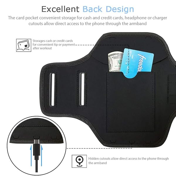 JEMACHE JEMACHE Galaxy S20 Ultra Armband for Gym Running Workouts Arm Band Case with Key Holder for Samsung Galaxy S20 Ultra 5G A70 A71 Black - View 4 of 8