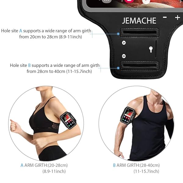 JEMACHE JEMACHE Galaxy S20 Ultra Armband for Gym Running Workouts Arm Band Case with Key Holder for Samsung Galaxy S20 Ultra 5G A70 A71 Black - View 6 of 8