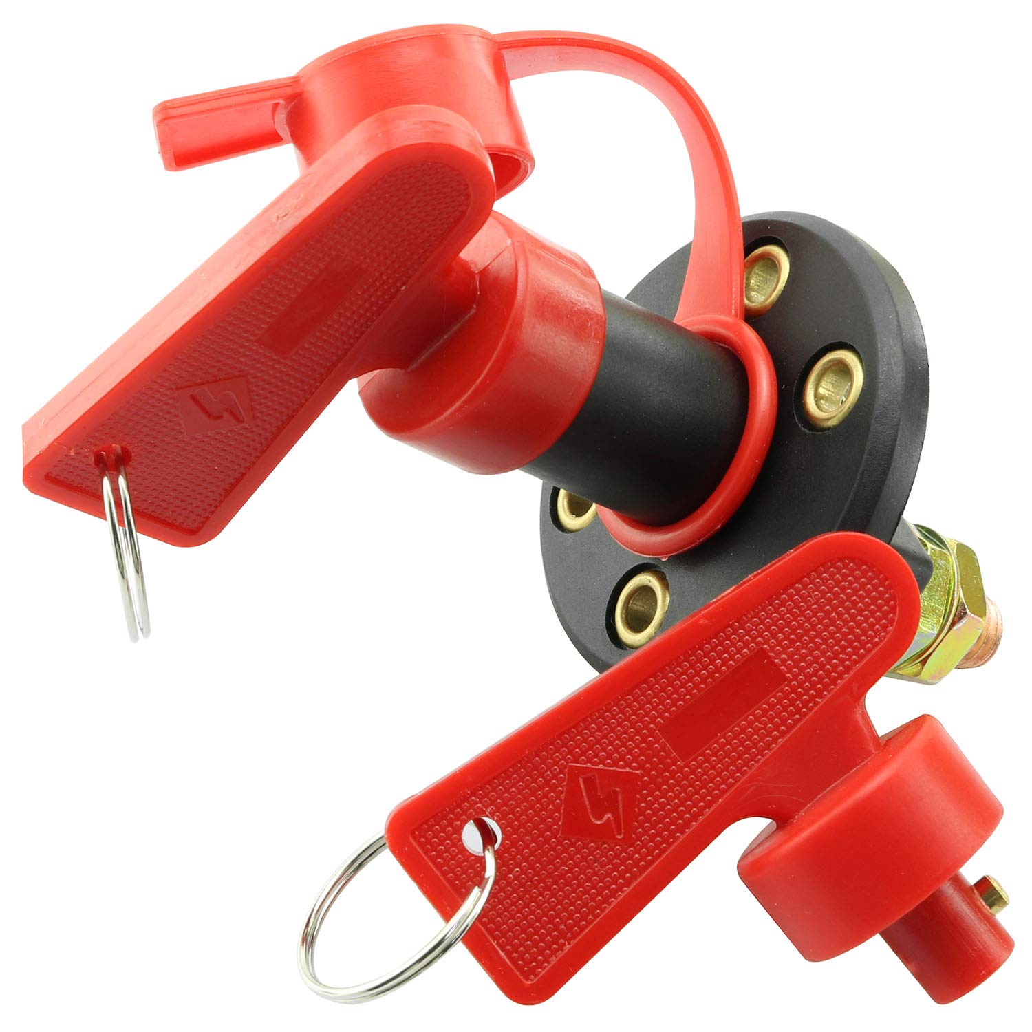 DGZZI 12V 24V Battery Kill Switch Disconnect Isolator Cut Off Power Key Breaker with 2 Keys and Key Ring for Car Truck Boat Camper