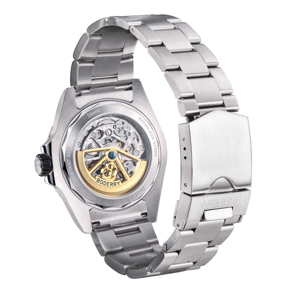 BODERRY BODERRY Original Urban Mens 72H Power-Reserve Stainless Steel Skeleton Watch Fashion Automatic Self-Winding Luminous Wrist Watch - View 2 of 6