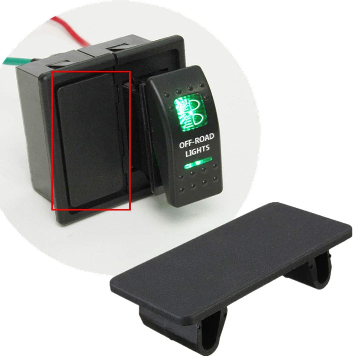 DGZZI DGZZI Rocker Switch Panel 4PCS Black ABS Rectangular Snap-in Hole Plug Cover Bracket Filler for Easy Installation - View 5 of 6