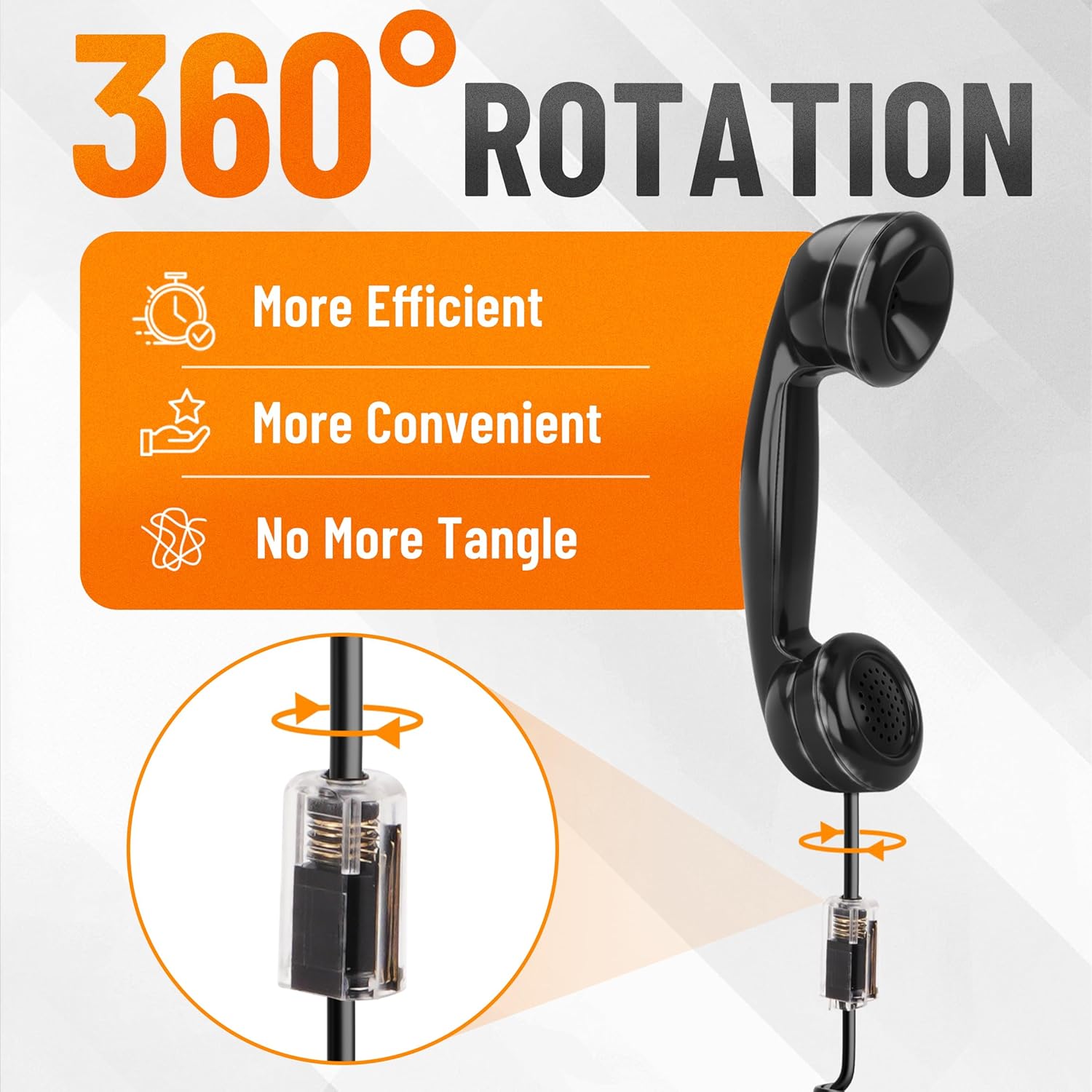 Uvital Uvital Telephone Cord Detangler 6 Pack Anti Tangle Handset Cable 360 Degree Rotating Swivel Cord Untangler for Landline Black - View 2 of 6