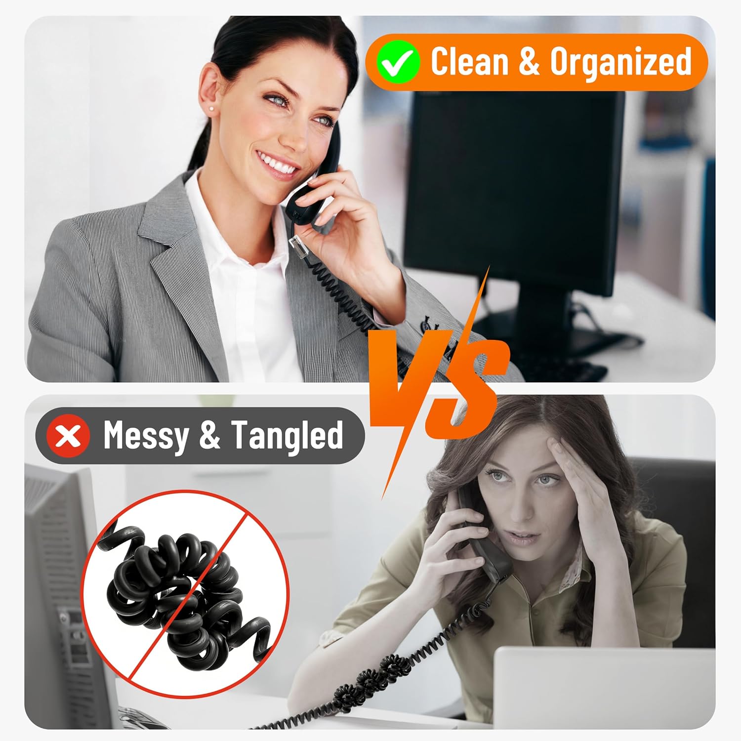 Uvital Uvital Telephone Cord Detangler 6 Pack Anti Tangle Handset Cable 360 Degree Rotating Swivel Cord Untangler for Landline Black - View 3 of 6