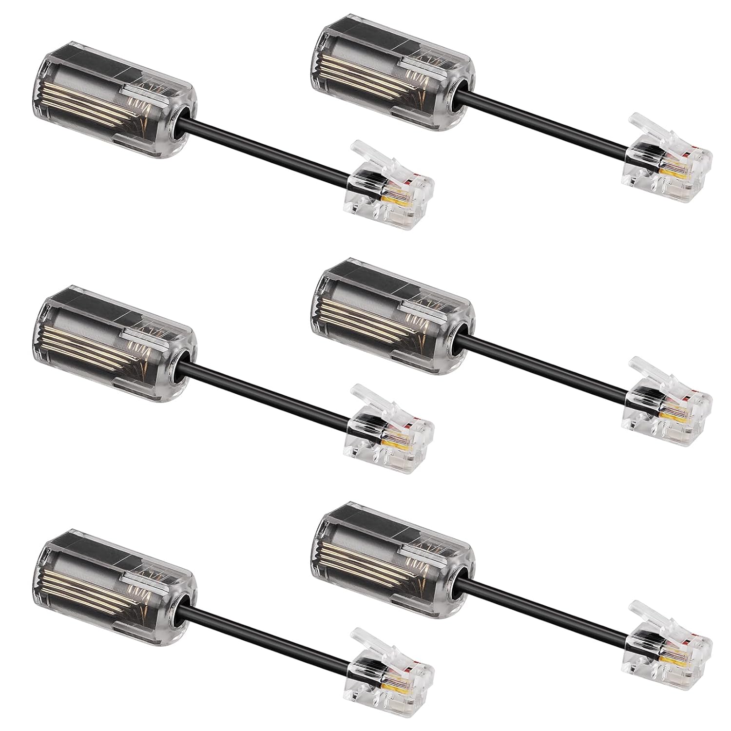 Uvital Telephone Cord Detangler 6 Pack Anti Tangle Handset Cable 360 Degree Rotating Swivel Cord Untangler for Landline Black