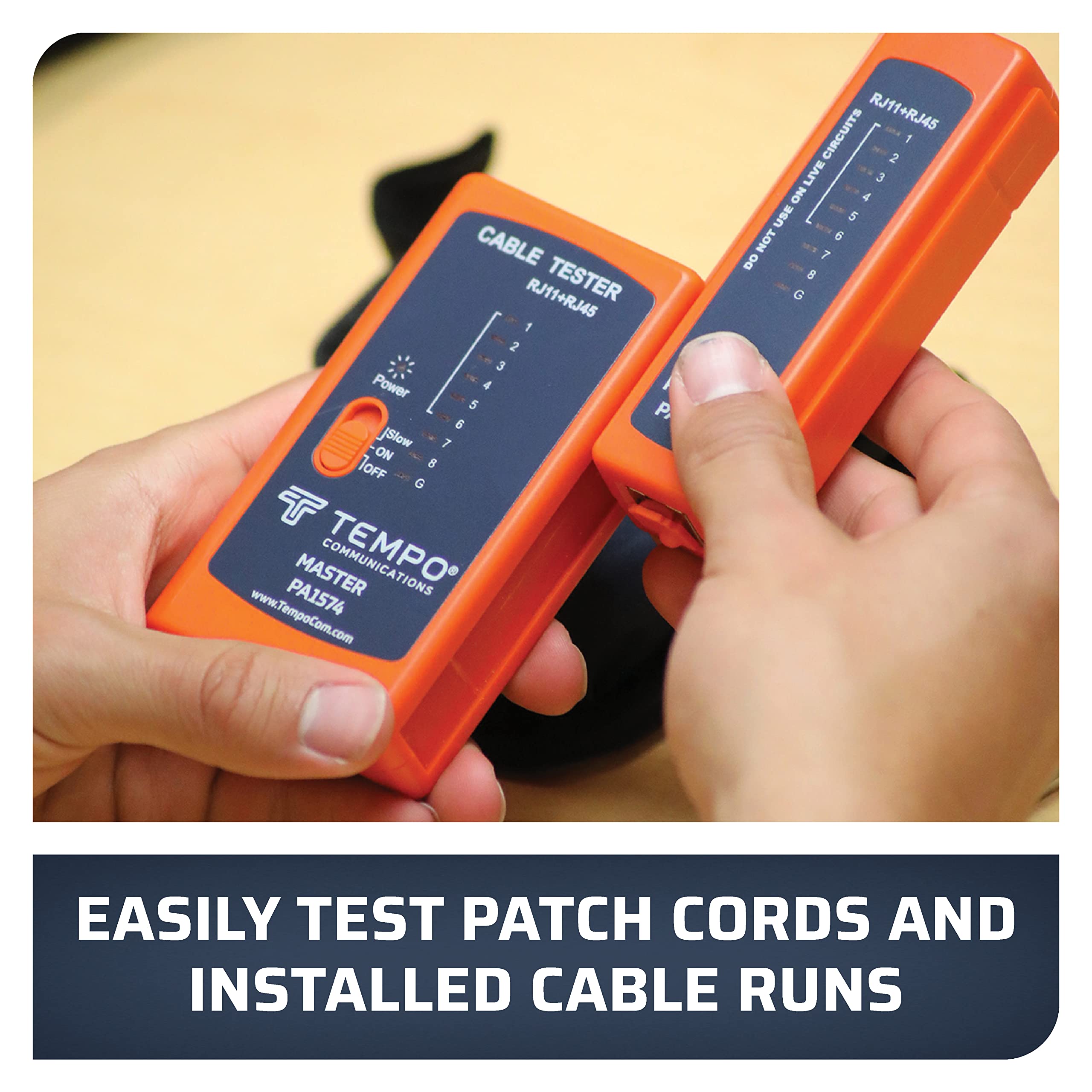TEMPO TEMPO PA1574 RJ45 Network Cable Tester Professional Grade for Ethernet Cat5 Cat5E Cat6 RJ11 RJ12 - View 4 of 9