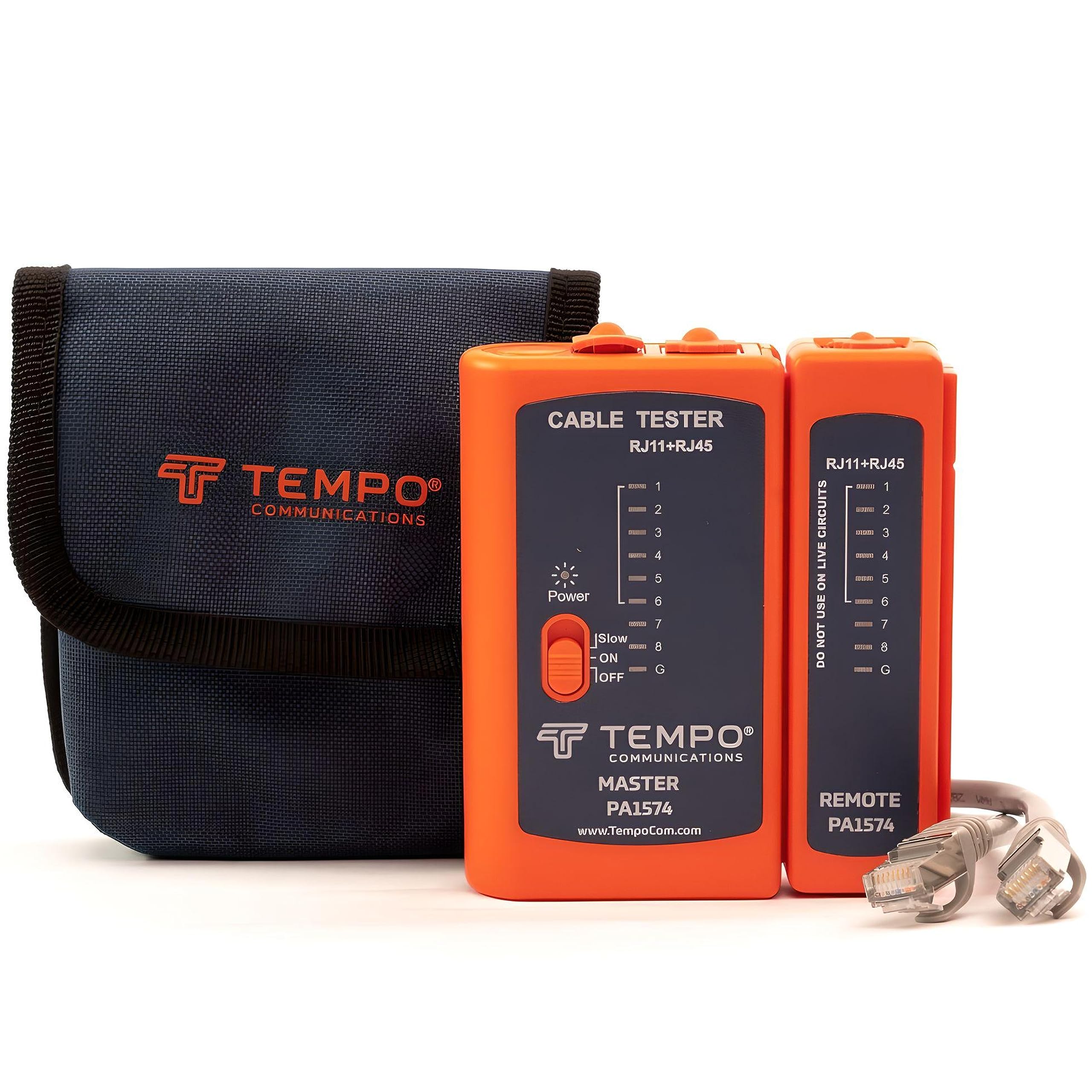 TEMPO PA1574 RJ45 Network Cable Tester Professional Grade for Ethernet Cat5 Cat5E Cat6 RJ11 RJ12
