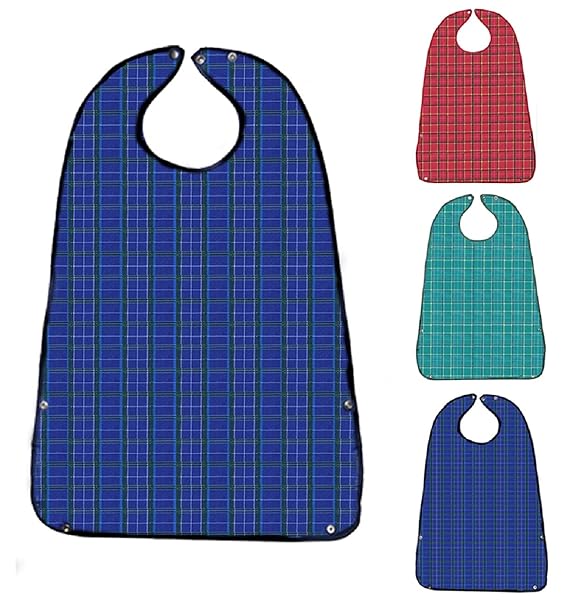 Bacaby Adult Bibs for Eating 3 Pack Washable Reusable Waterproof Clothing Protector with Crumb Catcher for Seniors Unisex 30L x 19.5W