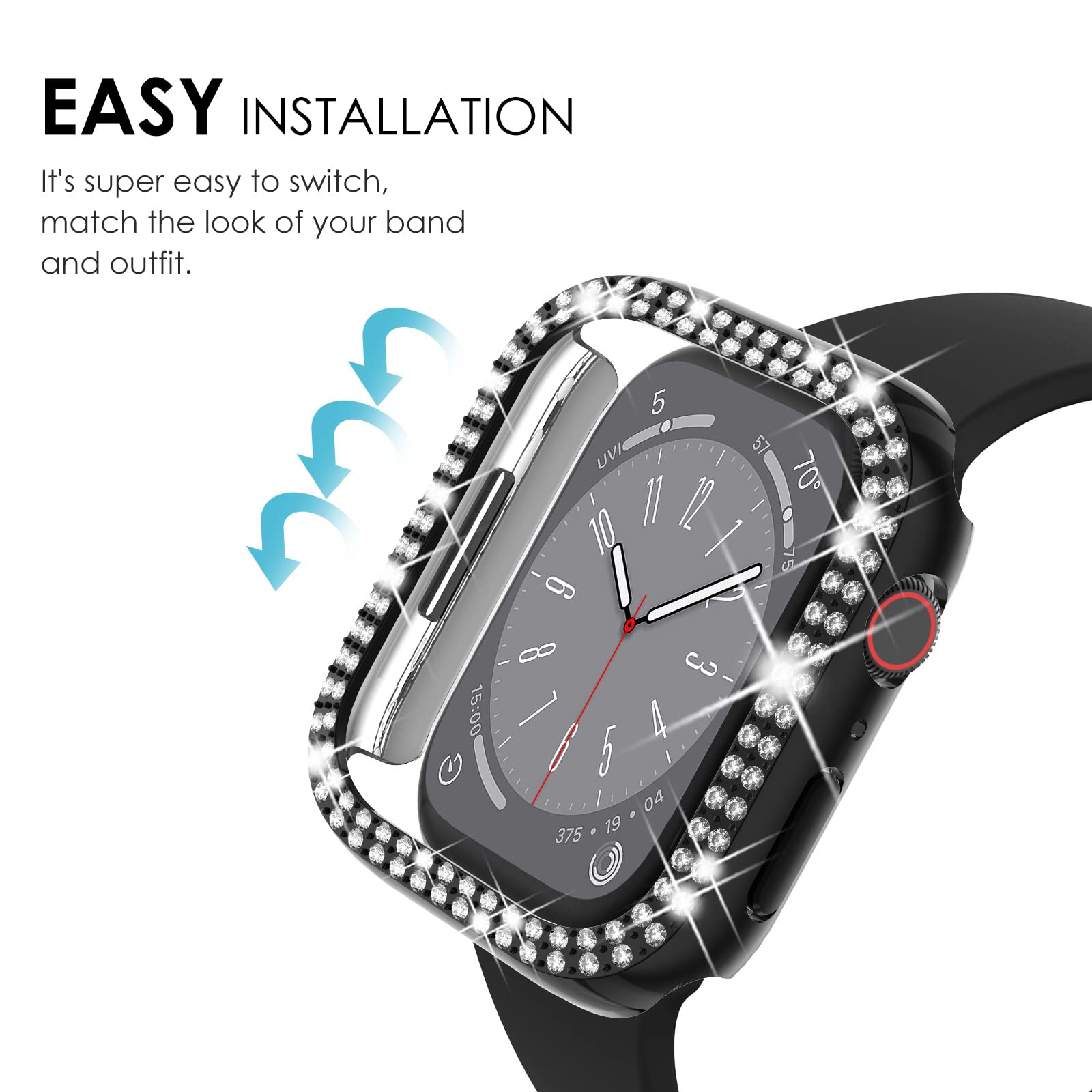 NewWays NewWays 5-Pack Bling Cases for Apple Watch 40mm Series 4 5 6 SE Sparkling Diamonds Glitter Crystal Rhinestone Protective Bumper - View 4 of 9