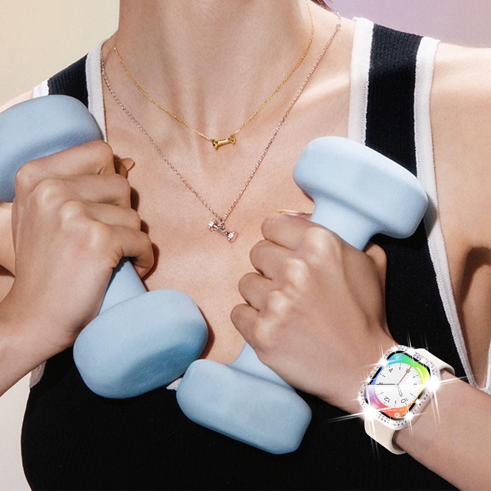 NewWays NewWays 5-Pack Bling Cases for Apple Watch 40mm Series 4 5 6 SE Sparkling Diamonds Glitter Crystal Rhinestone Protective Bumper - View 5 of 9