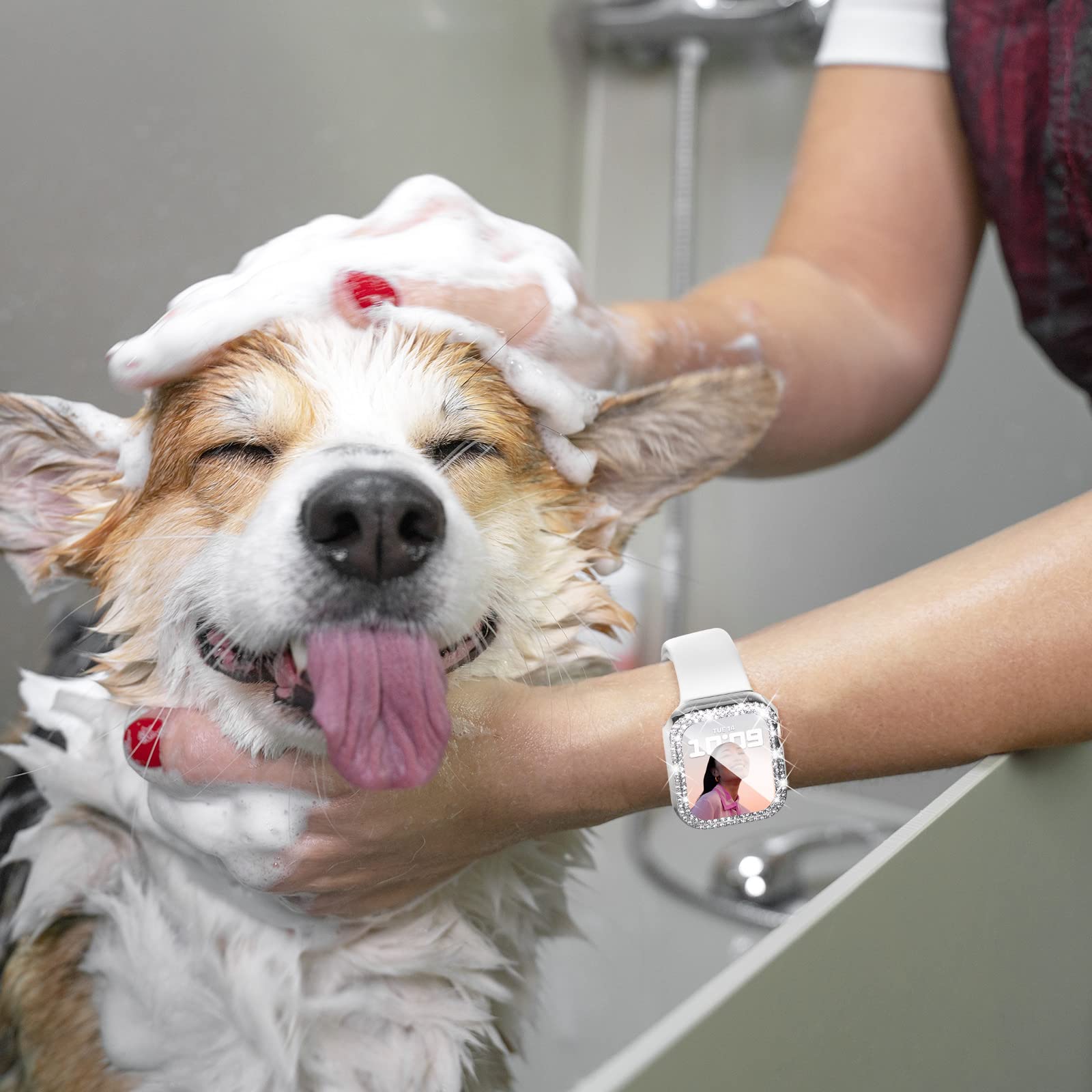 NewWays NewWays 5-Pack Bling Cases for Apple Watch 40mm Series 4 5 6 SE Sparkling Diamonds Glitter Crystal Rhinestone Protective Bumper - View 7 of 9