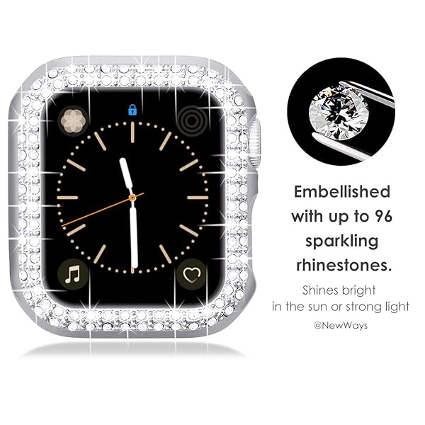 NewWays NewWays 5-Pack Bling Cases for Apple Watch 38mm - Sparkling Rhinestone Bumpers in Black, Pink, Rose Gold, Silver & Clear - View 5 of 10