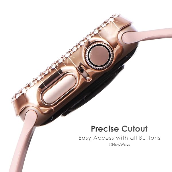 NewWays NewWays 5-Pack Bling Cases for Apple Watch 38mm - Sparkling Rhinestone Bumpers in Black, Pink, Rose Gold, Silver & Clear - View 6 of 10