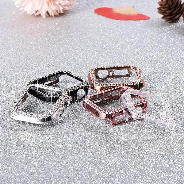 NewWays NewWays 5-Pack Bling Cases for Apple Watch 42mm - Sparkling Rhinestone Bumpers in Black, Pink, Rose Gold, Silver & Clear - View 9 of 9