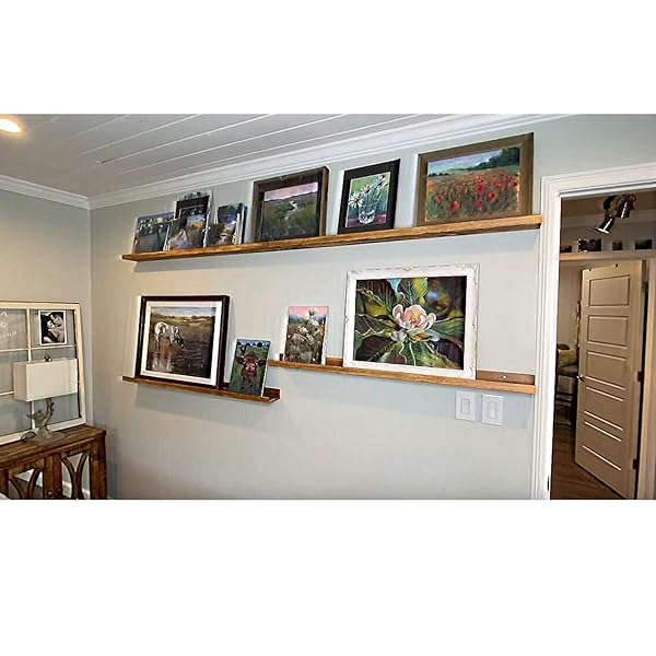 AZSKY AZSKY 48 Inch Wood Photo Ledge Shelf Set of 2 Rustic Floating Shelves for Nursery Kids Bedroom Office Bathroom Living Room Frames - View 8 of 8