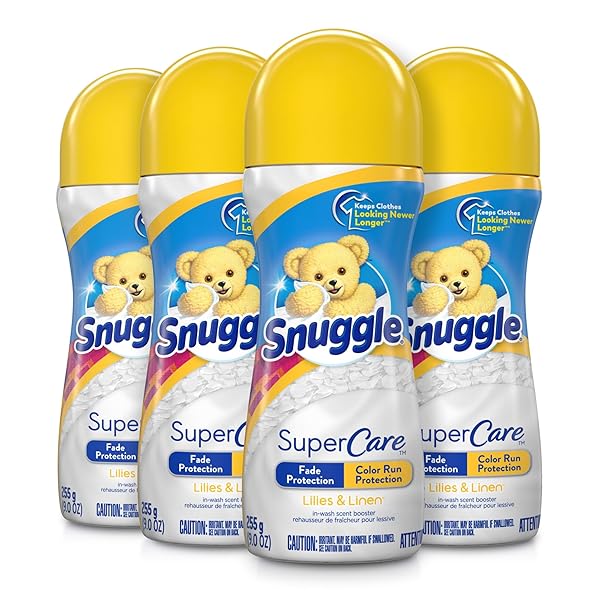 Snuggle Snuggle SuperCare In-Wash Scent Booster: Lilies & Linen, 9oz, Fade & Color Run Protection - 4 Count