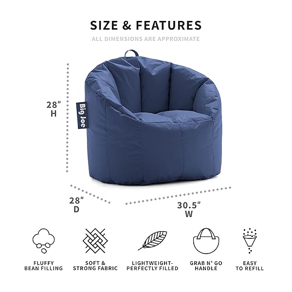 Big Joe Big Joe Milano Navy Beanbag Chair - Durable Smartmax Comfort for Home & Office - View 4 of 6