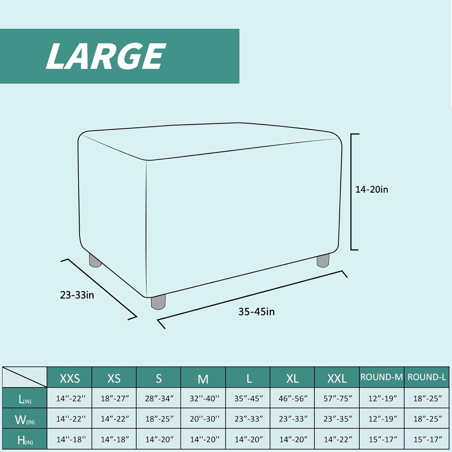 YEMYHOM YEMYHOM High Stretch Ottoman Cover Jacquard Design Removable Slipcover for Large Rectangle Footstool in Khaki - View 6 of 9