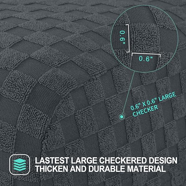 YEMYHOM YEMYHOM High Stretch Jacquard Ottoman Cover X-Large Dark Gray Removable Slipcover for Folding Storage Footstool Protector - View 4 of 8