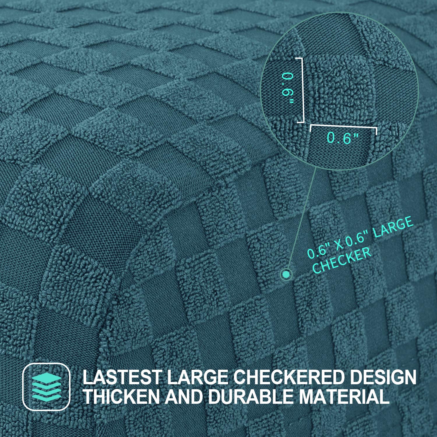 YEMYHOM YEMYHOM Ottoman Cover Jacquard Design High Stretch Folding Storage Footstool Protector Rectangle Removable Slipcover Peacock Blue X-Large - View 3 of 7