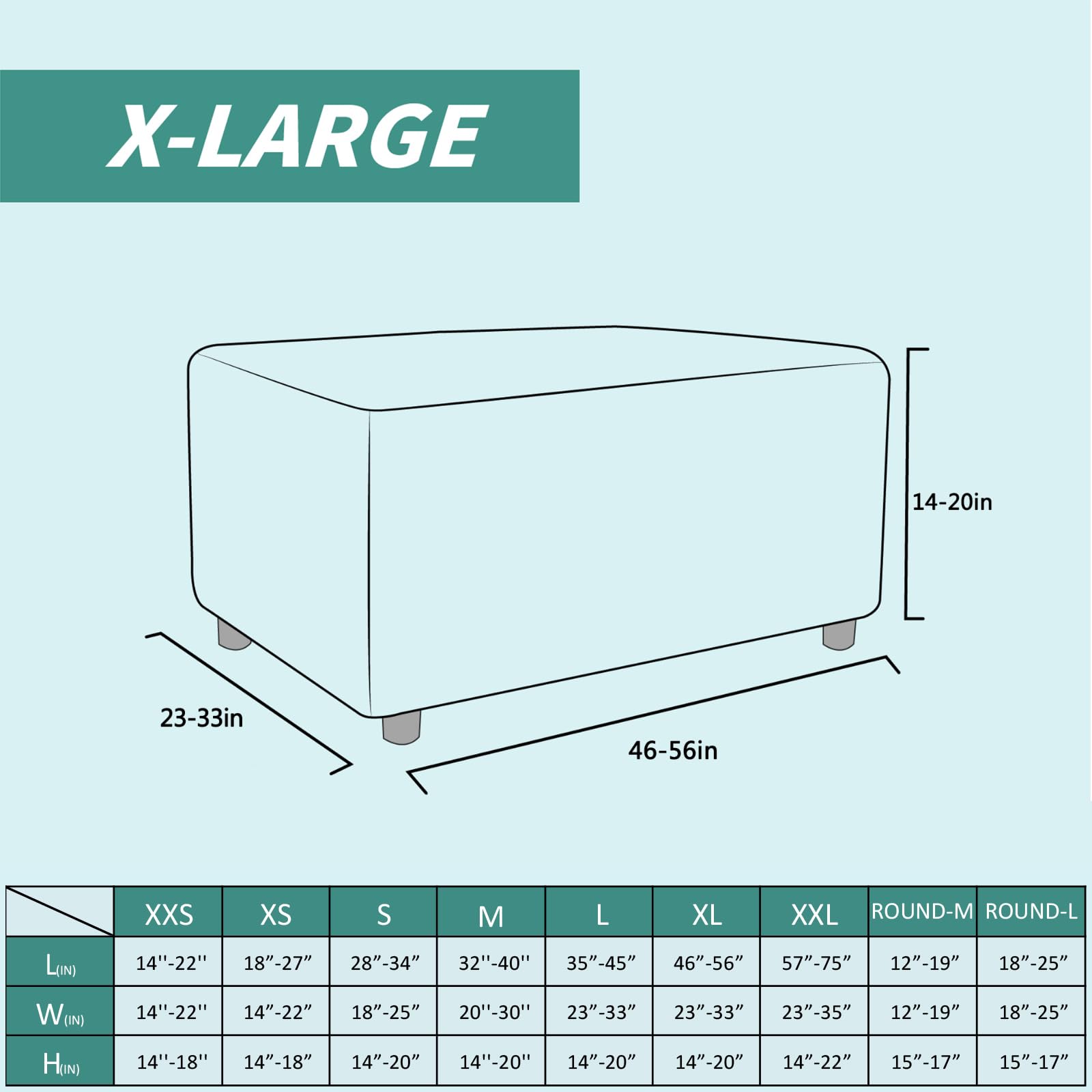 YEMYHOM YEMYHOM Ottoman Cover Jacquard Design High Stretch Folding Storage Footstool Protector Rectangle Removable Slipcover Peacock Blue X-Large - View 6 of 7