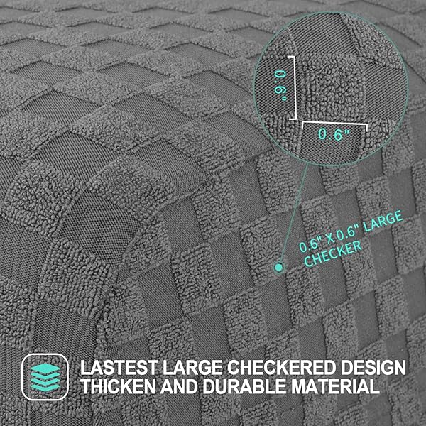 YEMYHOM YEMYHOM Light Gray Ottoman Cover High Stretch Jacquard Design Removable Slipcover for Folding Storage Footstool Rectangle Large - View 4 of 9