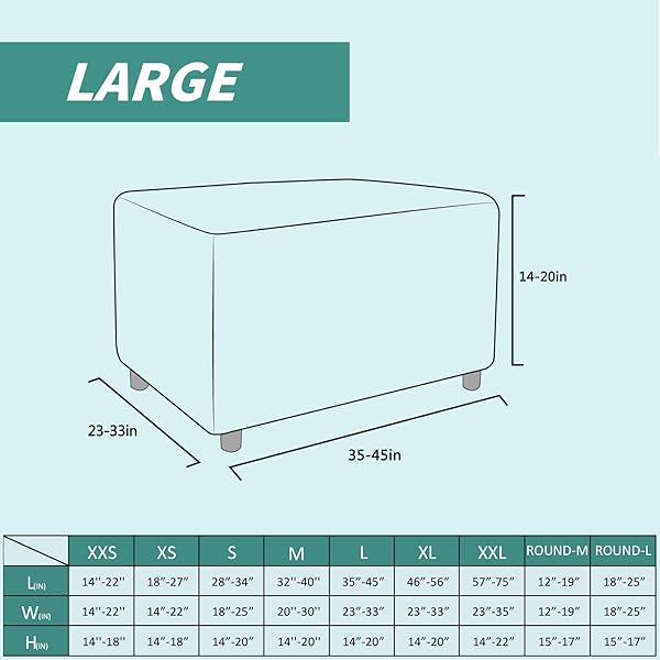 YEMYHOM YEMYHOM Light Gray Ottoman Cover High Stretch Jacquard Design Removable Slipcover for Folding Storage Footstool Rectangle Large - View 7 of 9