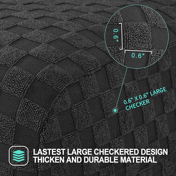 YEMYHOM YEMYHOM Black Ottoman Cover Jacquard Design High Stretch Removable Slipcover for Small Folding Storage Footstool - View 4 of 8