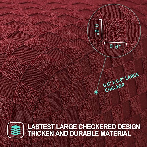 YEMYHOM YEMYHOM Jacquard Ottoman Cover High Stretch Folding Storage Footstool Protector Rectangle Removable Slipcover Christmas Wine Red - View 5 of 8