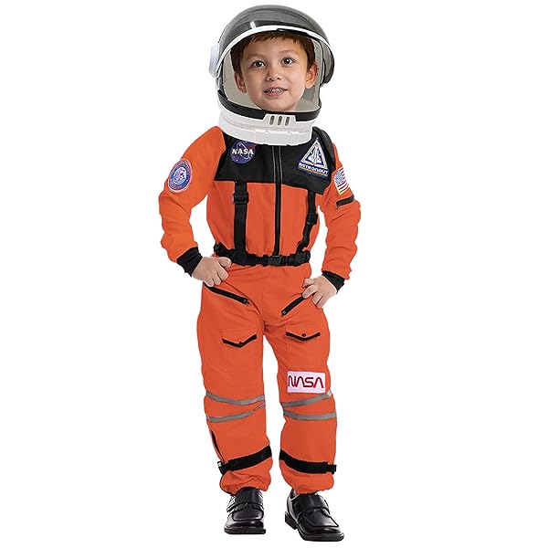 Spooktacular Creations Spooktacular Creations Orange Astronaut Costume for Toddlers with Helmet and Movable Visor Perfect for Halloween and Cosplay Party Supplies - View 3 of 8