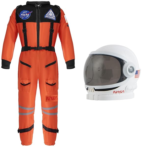 Spooktacular Creations Spooktacular Creations Orange Astronaut Costume for Toddlers with Helmet and Movable Visor Perfect for Halloween and Cosplay Party Supplies - View 4 of 8