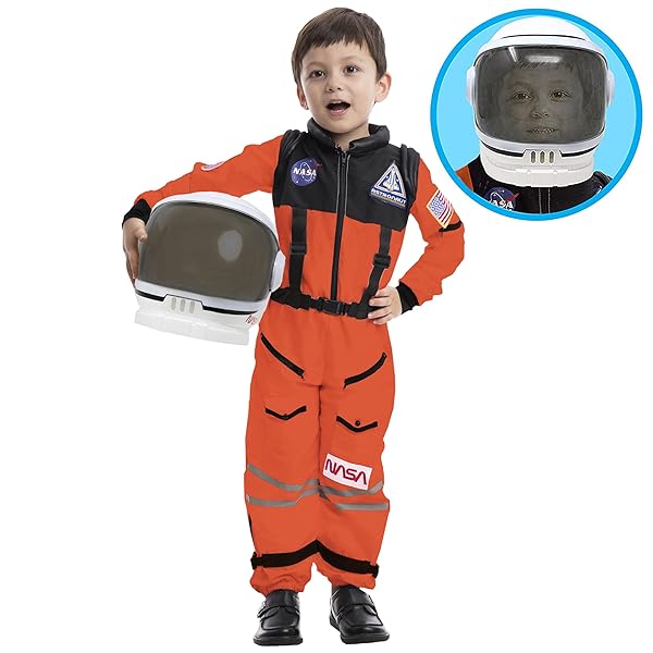 Spooktacular Creations Spooktacular Creations Orange Astronaut Costume for Toddlers with Helmet and Movable Visor Perfect for Halloween and Cosplay Party Supplies - View 5 of 8